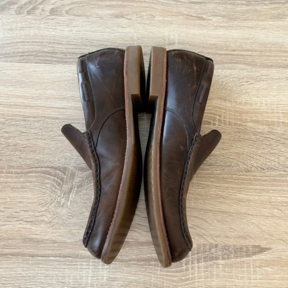 UGG Via Ponte Brown Leather Slip‎ On Moc Toe Low Top Loafers Shoes Size 10
